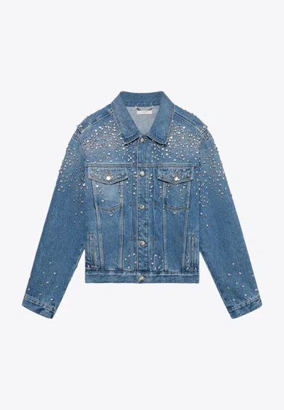 1989 Studio Denim Trucker Jacket Crystals Blue In Light Blue
