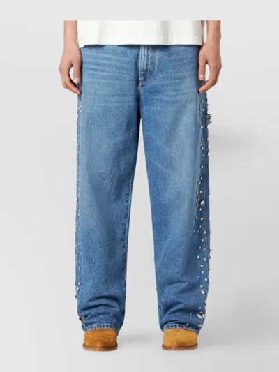 1989 STUDIO CRYSTAL EMBELLISHED WIDE LEG DENIM TROUSERS