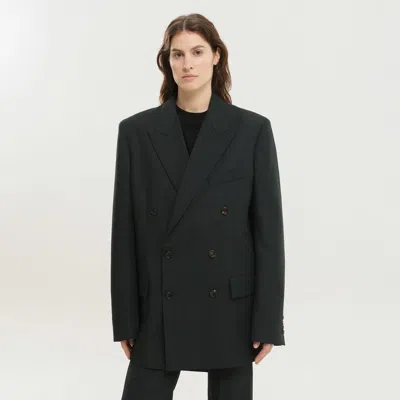 1989 Studio Dark Green Double-breasted Blazer In Black