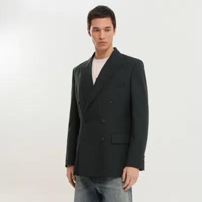 1989 Studio Dark Green Double-breasted Blazer In Black