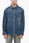 1989 Studio Dark Washed Denim Shirt With Snap Buttons In Blue