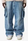1989 Studio Acid Wash Effect Baggy Fit Cargo Jeans 25cm In Blue