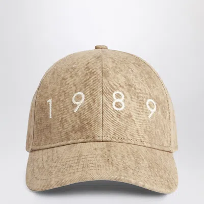 1989 Studio Denim Flock Camo Baseball Cap In Beige