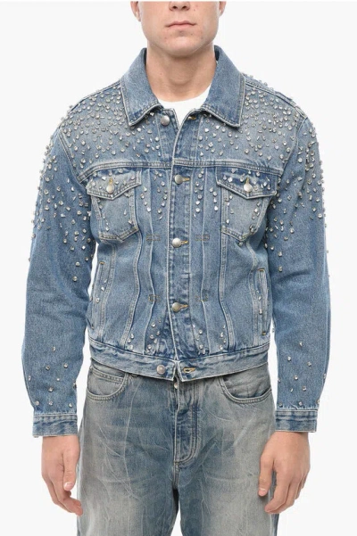 1989 Studio Denim Jacket With Crystals Embellishment In Blue