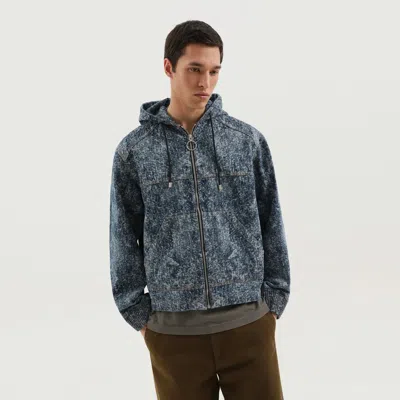 1989 Studio Denim Marbled Zip Hoodie In Light Blue