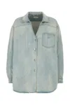 1989 Studio Denim Overshirt With Chest Pocket And Faded Wash In Light Blue