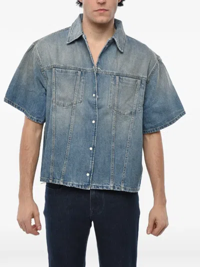 1989 Studio Men Blue Short Sleeves Denim Shirt
