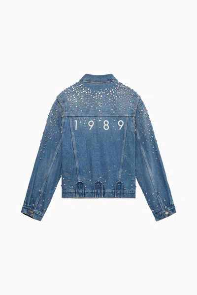 1989 Studio Denim Trucker Jacket Crystals Blue In Light Blue