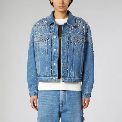 1989 Studio Denim Trucker Jacket Crystals Blue In Light Blue