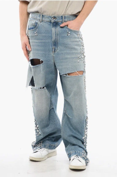 1989 Studio Distressed Jeans Embellished With Jewels 27cm