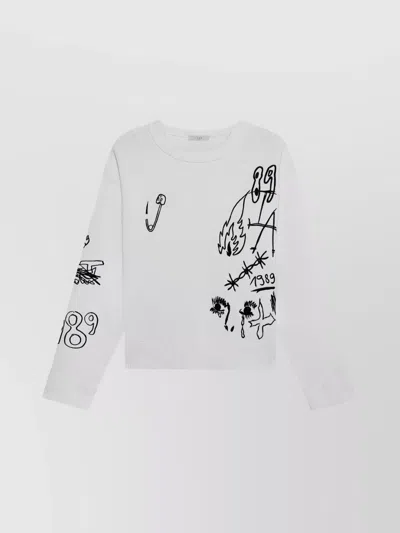 1989 STUDIO EMBROIDERED CROPPED KNIT ROUND NECK