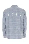 1989 Studio Flannel Shirt With Embroidered Back Print In Skyblue