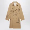1989 Studio Embroidered Trench Scribble In Beige