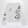 1989 Studio Cotton Blend Cropped Fit Crew-neck Sweater With Embroideries In White
