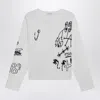 1989 Studio Men's Embroidery Crop Knit Round Neck White | Size Small | Mfw24.402.scribbco In White