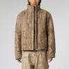 1989 Studio Flock Denim Puffer Camo Jacket In Beige