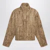 1989 Studio Flocked Fabric Padded Jacket With Embroidered Logo In Brown