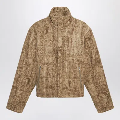 1989 Studio Flocked Fabric Padded Jacket With Embroidered Logo In Brown