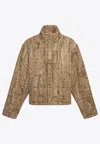 1989 Studio Flock Denim Puffer Camo Jacket In Beige