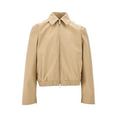 1989 Studio Gabardine Bomber Jacket With Logo Embroidery In Beige