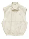 1989 Studio Light Cream Gabardine Zip Up Vest In Neutrals