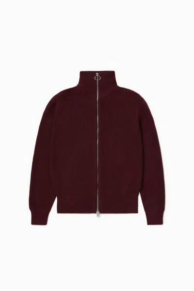 1989 Studio High Neck Full Zip Sweater In Burgundy