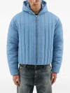 1989 Studio Quilted Down Jacket With Hood And Elastic Cuffs In Blue