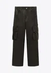 1989 Studio Intreccio Leather Cargo Pants In Brown