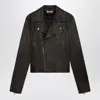 1989 Studio Braided Leather Biker Jacket With Embroidered Logo In Black