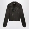 1989 Studio Braided Leather Biker Jacket With Embroidered Logo In Black