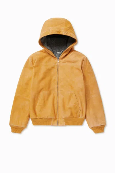 1989 Studio Leather Hoodie Zip Up In Burgundy