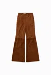 1989 Studio Leather Ribbed Flare Pant In Brown