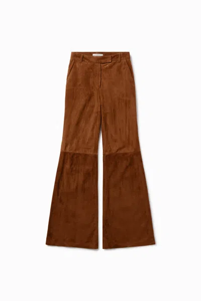 1989 Studio Leather Ribbed Flare Pant In Brown