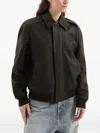 1989 Studio Leather Jacket Collar Front Pockets Ribbed Cuffs Textured Finish In Black
