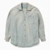 1989 Studio Denim Overshirt With Chest Pocket And Faded Wash In Blue