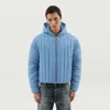 1989 Studio Quilted Down Jacket With Hood And Elastic Cuffs In Blue