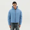 1989 Studio Quilted Down Jacket With Hood And Elastic Cuffs In Blue