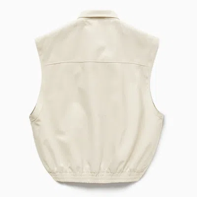 1989 Studio Light Cream Gabardine Zip Up Vest In Neutral