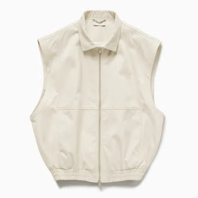 1989 Studio Light Cream Gabardine Zip Up Vest In Beige