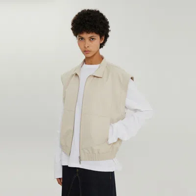 1989 Studio Light Cream Gabardine Zip Up Vest In Beige