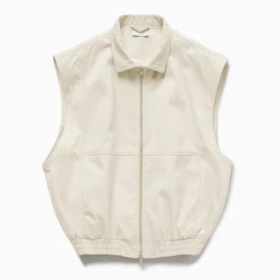 1989 Studio Light Cream Gabardine Zip Up Vest In Neutral