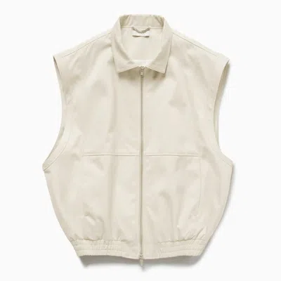 1989 Studio Light Cream Gabardine Zip Up Vest In Neutral