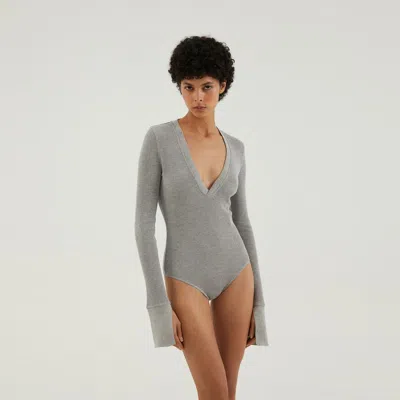 1989 Studio Light Grey Waffle Body V-neck In Gray