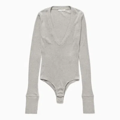 1989 STUDIO 1989 STUDIO LIGHT GREY WAFFLE BODY V NECK