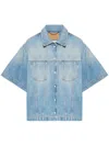 1989 Studio Logo-embossed Short-sleeve Denim Shirt In Blue