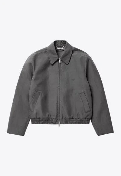 1989 Studio Logo Embroidered Zip-up Jacket In Gray