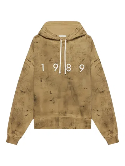 1989 Studio Brushed Cotton Hoodie With Embossed Logo In Neutral