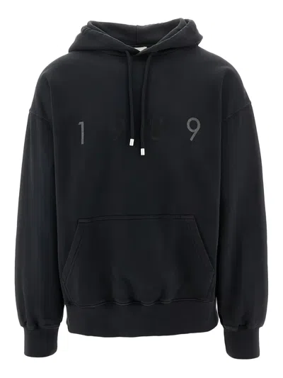1989 Studio Brushed Cotton Hoodie With Ton Sur Ton Logo In Black