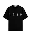 1989 Studio Solid Color Crew-neck T-shirt With Contrasting Logo In Black