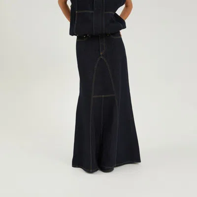 1989 STUDIO 1989 STUDIO LONG DENIM SKIRT DARK BLUE